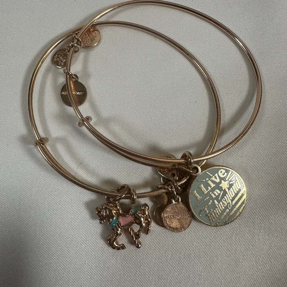 Disney Parks x Alex and Ani Rose Gold 'I Live In Fantasyland' Carousel Horse Set